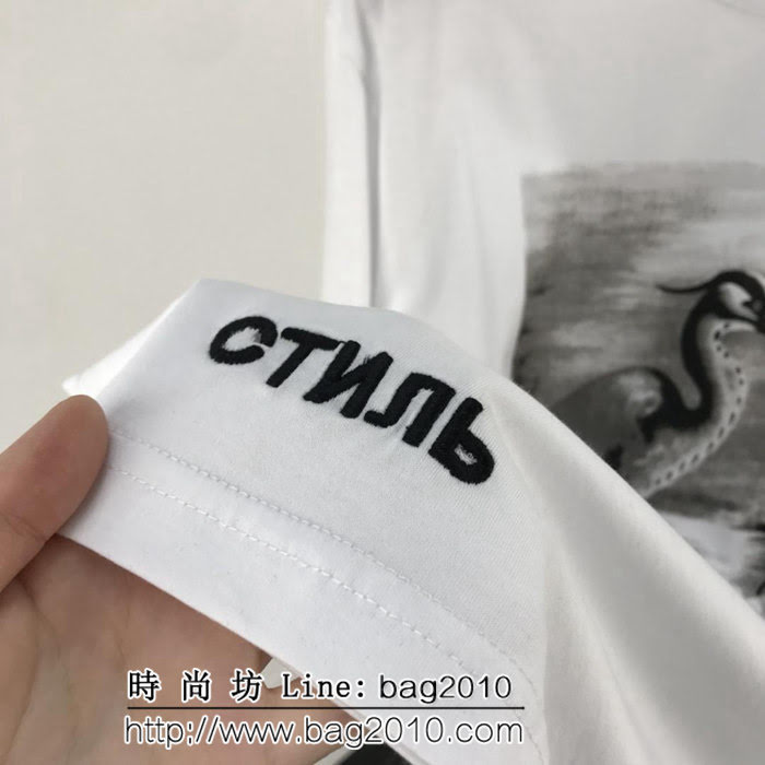 Heron Preston 18ss新款 仙鶴印花 寬鬆版 純棉短袖 男女同款 ydi1834